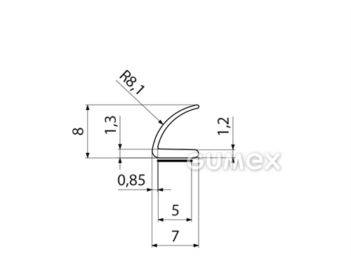 Selbstklebendes "L" Silikonprofil, 8x7/1,2mm, 60°ShA, -60°C/+180°C, transparent, 